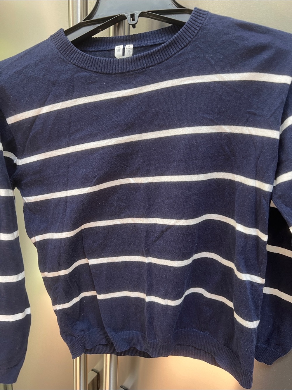 Arket Cotton Navy and White Striped Crewneck long sleeve